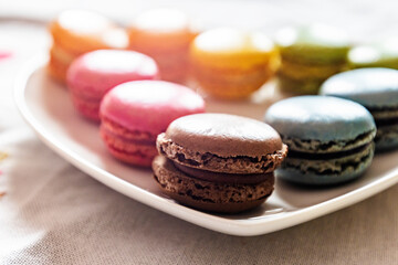 Delicious colourful desert, french macarons