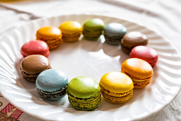 Delicious colourful desert, french macarons