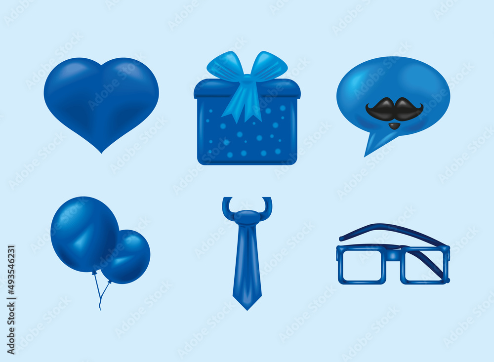 Sticker fathers day blue icons