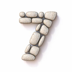 Pebble font Number 7 SEVEN 3D