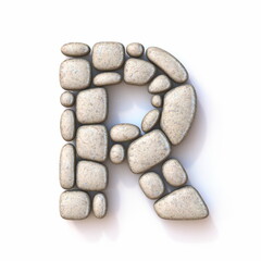 Pebble font Letter R 3D