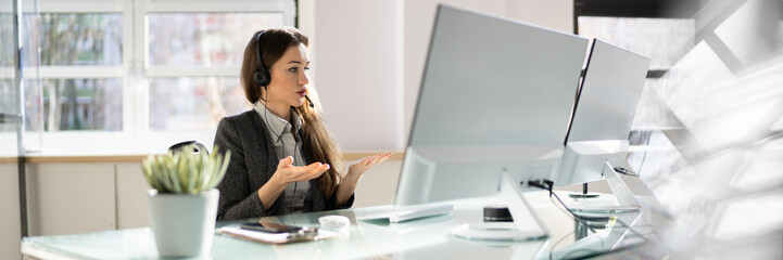 Virtual Personal Assistant Woman Making Video Call
