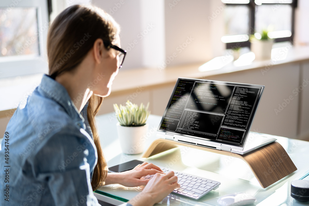 Aufkleber Programmer Or Coder At Office Desk