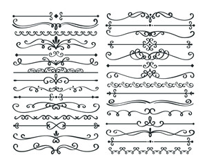 Set of linear text dividers and ornamental vector