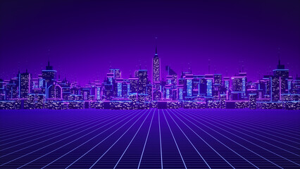 Metaverse city and cyberpunk concept. 3d render