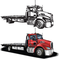 towing service isolated on white background for poster, t-shirt print, business element, social media content, blog, sticker, vlog, and card. vector illustration. © wendy