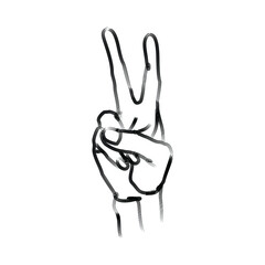 Vector illustration of fingers forming a victory symbol. hand drawn sketch