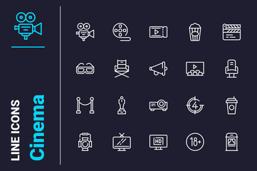 Cinema and theater entertainment icons set