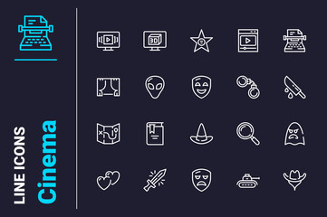 Writing and theater production icons set