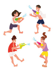 people playing with water gun