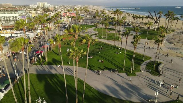 Santa Monica California Drone Aerial Footage Los Angeles Beach Pier