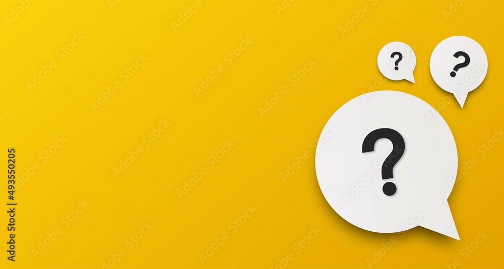 Poster yellow question mark background with text space. quiz symbol.