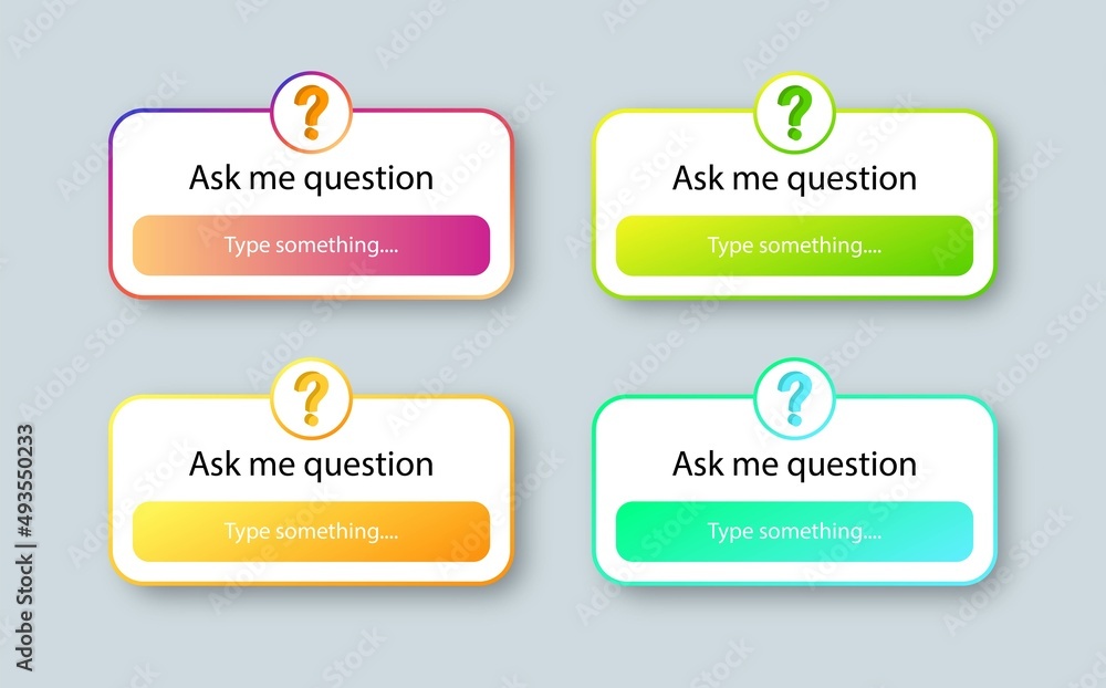 Poster social media question sticker. ask me a question user interface design vector. gradient interface fo