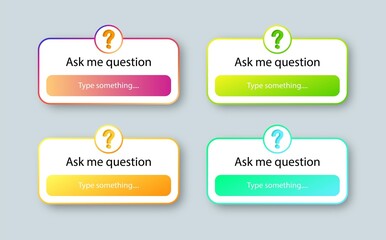 Social media question sticker. Ask me a question user interface design vector. Gradient interface for question.