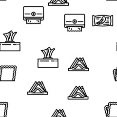 Tissue Paper And Napkin Package Vector Seamless Pattern Thin Line Illustration