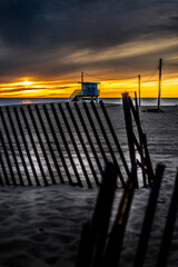 beach, california, santa monica, west coast, pacific ocean, venice, sunset, clouds, wallpaper, background, photography, image, ocean, sand, wind, fence, lifguard stand, structure, lifeguard, color, 