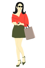 Fototapeta na wymiar casual girl with shopping bag