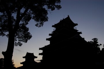 Evening view of Nakatsu-jo castle