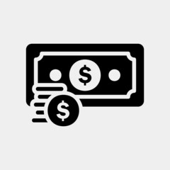 Money icon in solid style about currency, use for website mobile app presentation