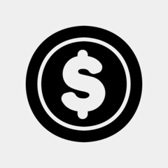 Dollar coin icon in solid style about currency, use for website mobile app presentation