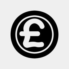 Pound sterling coin icon in solid style about currency, use for website mobile app presentation