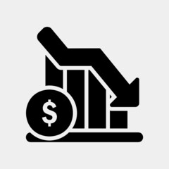 Loss icon in solid style about currency, use for website mobile app presentation