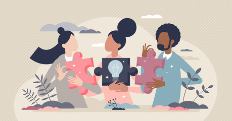 Mediation as couple relationship crisis mediator support tiny person concept. Psychological conflict settlement for fight conclusion vector illustration. Dispute and marriage problem dialog management - obrazy, fototapety, plakaty