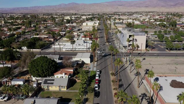 Afternoon view of the urban core of downtown Indio, California, USA.