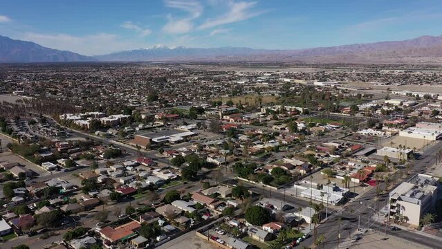 Aerial view of housing near downtown Indio, California, USA.