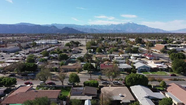 Aerial view of housing near downtown Indio, California, USA.