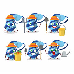 Farmer blue tie cute mascot character with fork