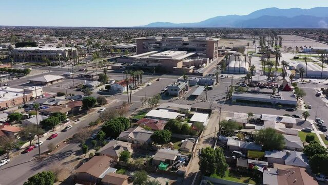 Afternoon view of the urban core of downtown Indio, California, USA.