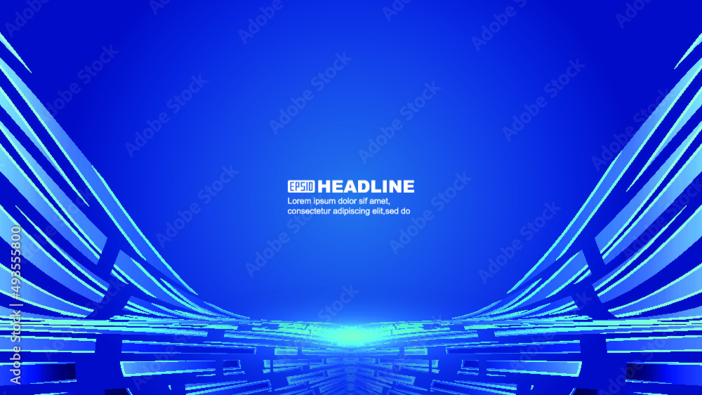 Poster curved polygons and lines form a background to display a sense of space