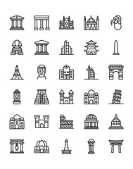 Landmarks Icon Set 30 isolated on white background © Sentya