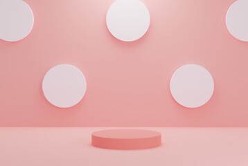 Podium pink background for product, flyer design, present and advertising . Pink podium with pink background 3d illustration rendering