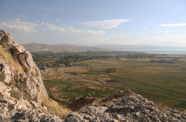 City of Van view and Van Lake from Van Castle in Eastern Anatolia, Turkey. City of Van has a long history as a major urban area.