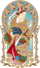 浮世絵　女性　その79　和風ゴシックバージョン	
