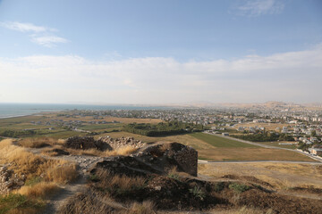 City of Van view and Van Lake from Van Castle in Eastern Anatolia, Turkey. City of Van has a long history as a major urban area.
