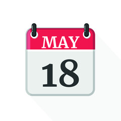 May 18 - Daily Calendar Icon in flat design style