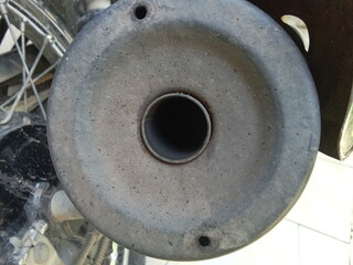 close-up of motorcycle exhaust