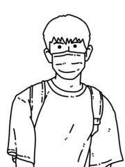 black and white of man cartoon on white background