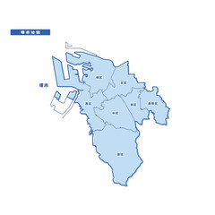 堺市地図 シンプル淡青 市区町村
