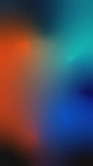 Multicolor gradient background, dark, blue, orange color, grain texture blurred artwork illustration. Retro futuristic graphic design. 