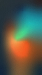 Multicolor gradient background, dark, blue, orange color, grain texture blurred artwork illustration. Retro futuristic graphic design. 