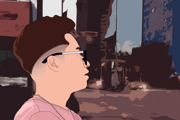 una tarde junto a los edificios de la ciudad