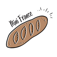 手描き素材_食べ物＿ミニフランスパン
