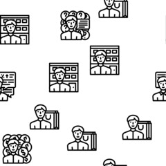 Salesman Business Occupation Vector Seamless Pattern Thin Line Illustration