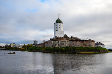 Fototapeta na wymiar Vyborg Castle. Sightseeing of Russia. Vyborg castle - medieval castle in Vyborg town