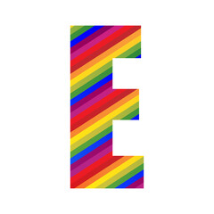 Capital Letter E Rainbow Style. Modern Dynamic Colorful Alphabet E Vector Illustration. EPS 10
