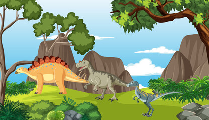 Dinosaur in prehistoric forest scene © blueringmedia